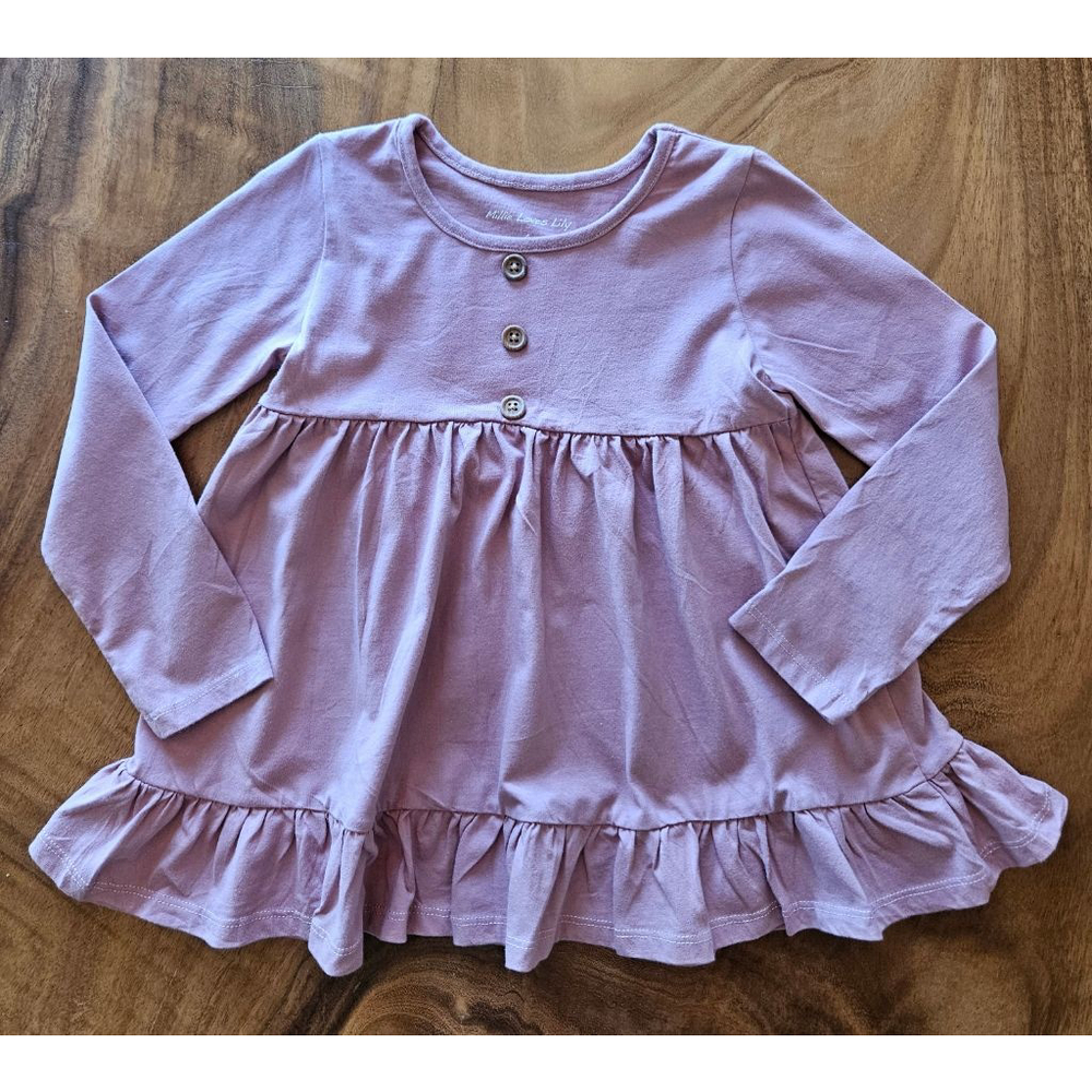 Millie Loves Lily Girls Empire Ruffle Short Dress Pink With Buttons Size 6